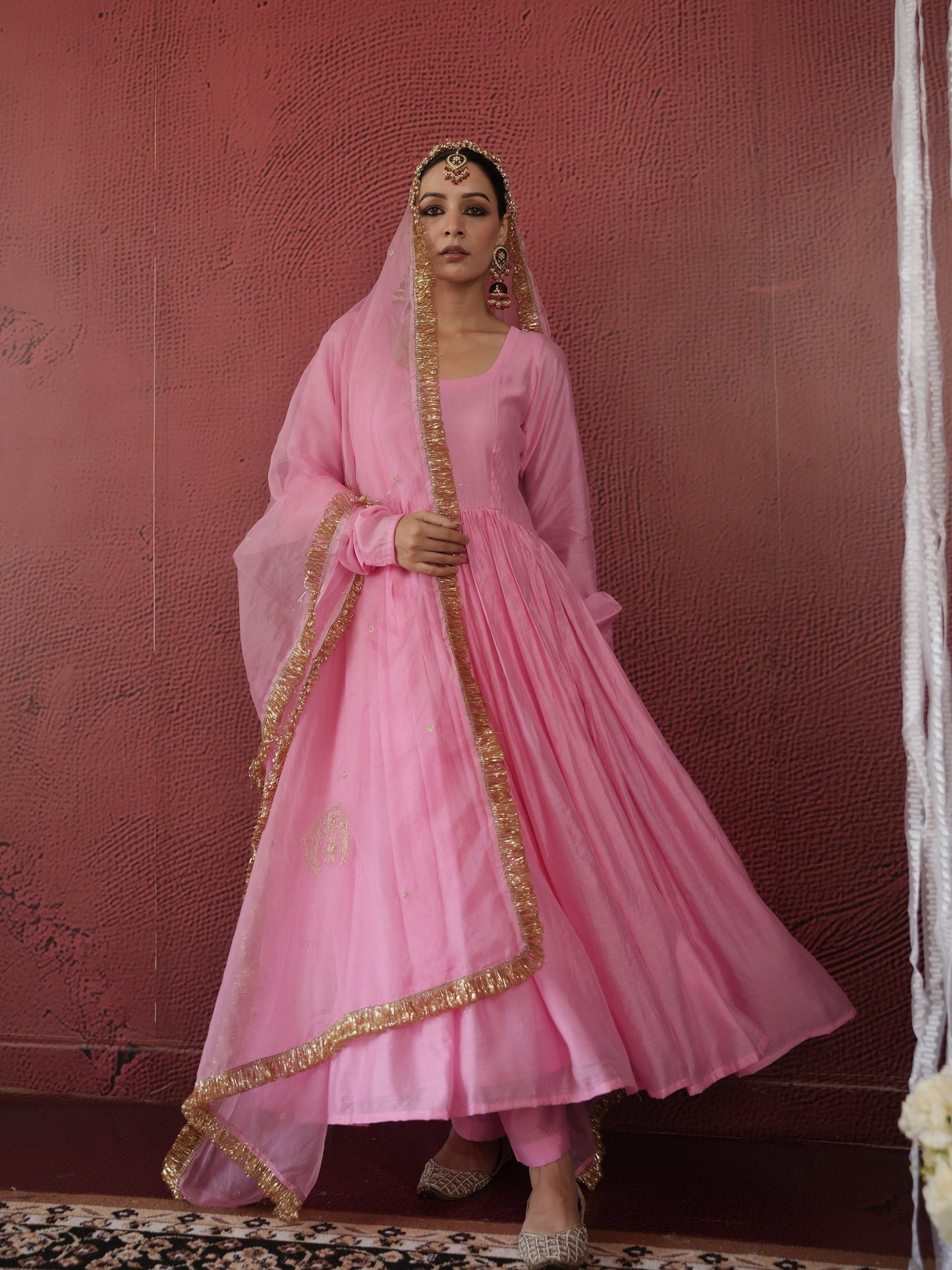 CHAAND PINK CHANDERI ZARI SUIT SET