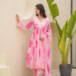 Cherry Pink Handpaint Chiffon Suit Set