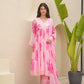 Cherry Pink Handpaint Chiffon Suit Set