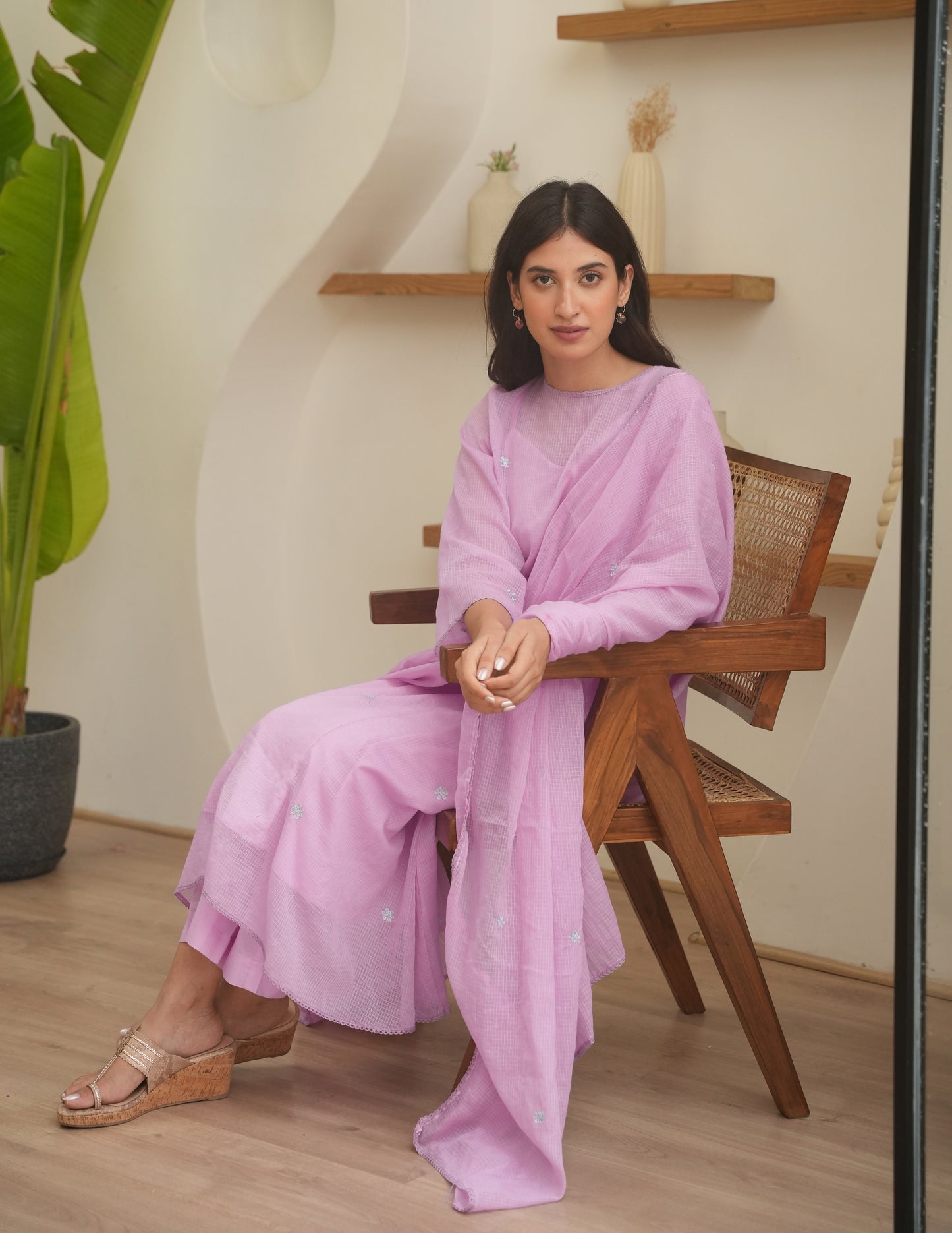 Thea Lavender  Embroidered Doria Suit  Set