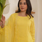 Josie Yellow Schiffli Straight Suit Set