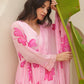 Cherry Pink Handpaint Chiffon Suit Set