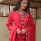 Maria Red Maslin Embroidered Suit Set