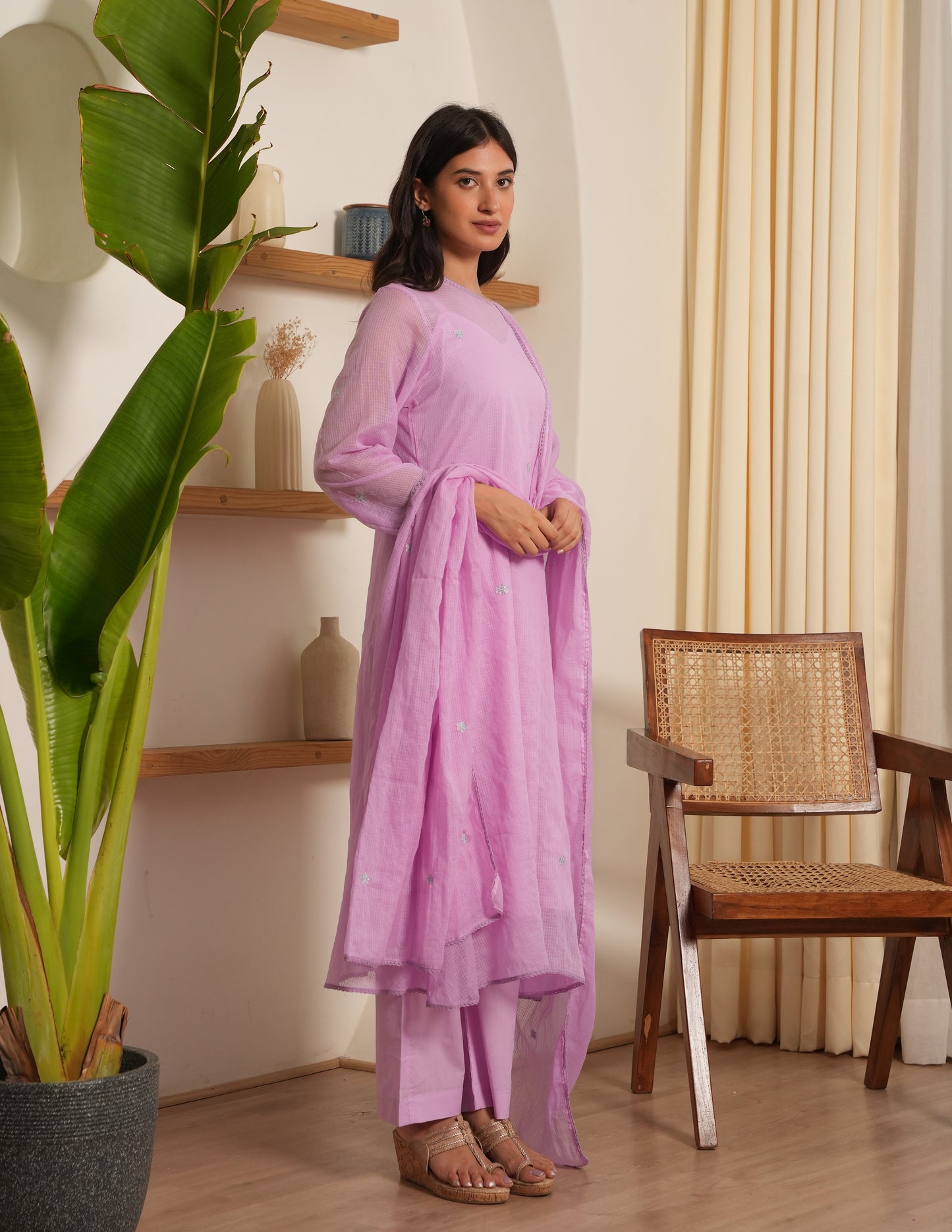 Thea Lavender  Embroidered Doria Suit  Set