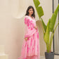 Cherry Pink Handpaint Chiffon Suit Set