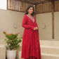 Red Chanderi Aari  Embroidered Suit Set