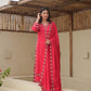 Maria Red Maslin Embroidered Suit Set