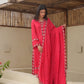 Maria Red Maslin Embroidered Suit Set