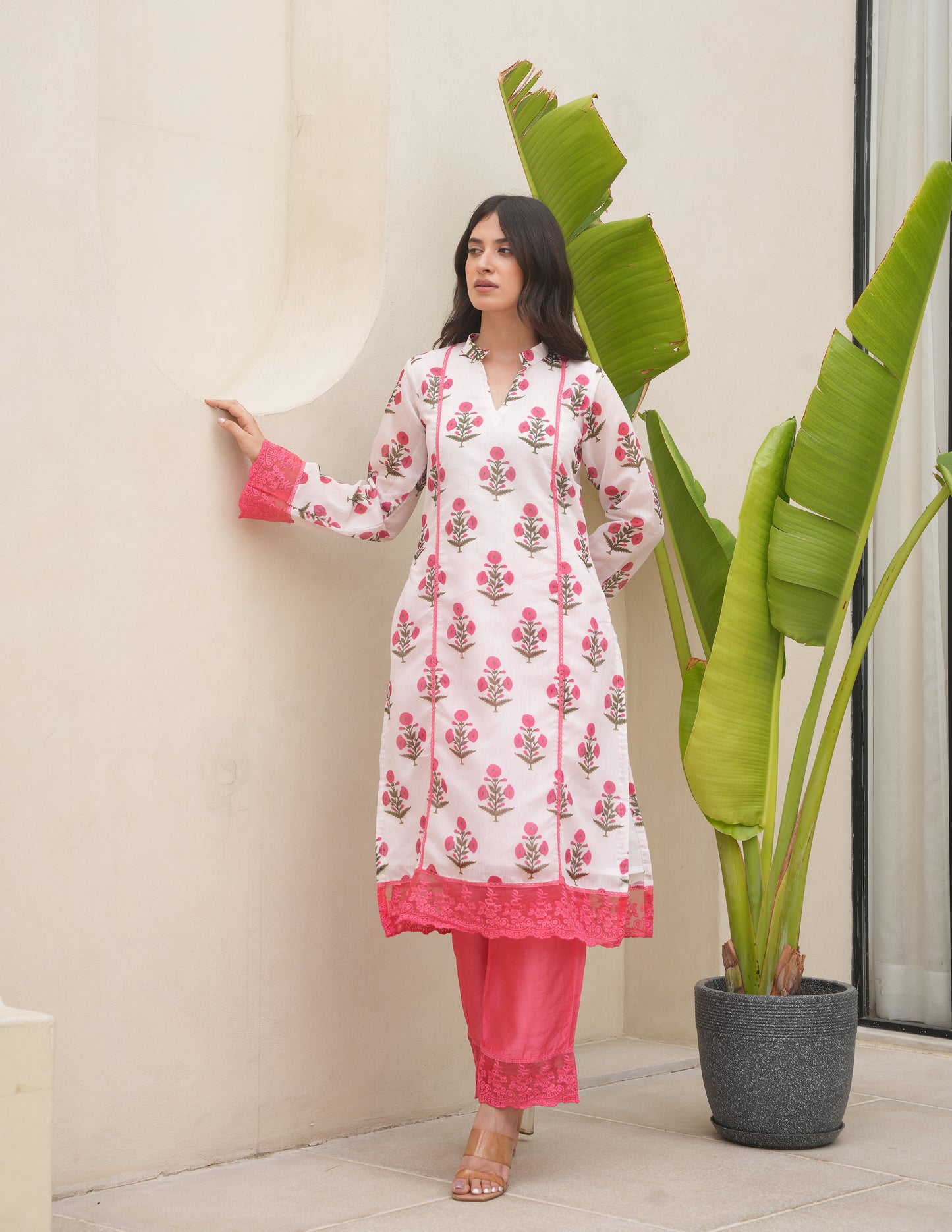 Iris White Chanderi Kurta Set