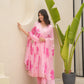 Cherry Pink Handpaint Chiffon Suit Set