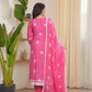 Remi Pink Bandhani Silk  Suit Set