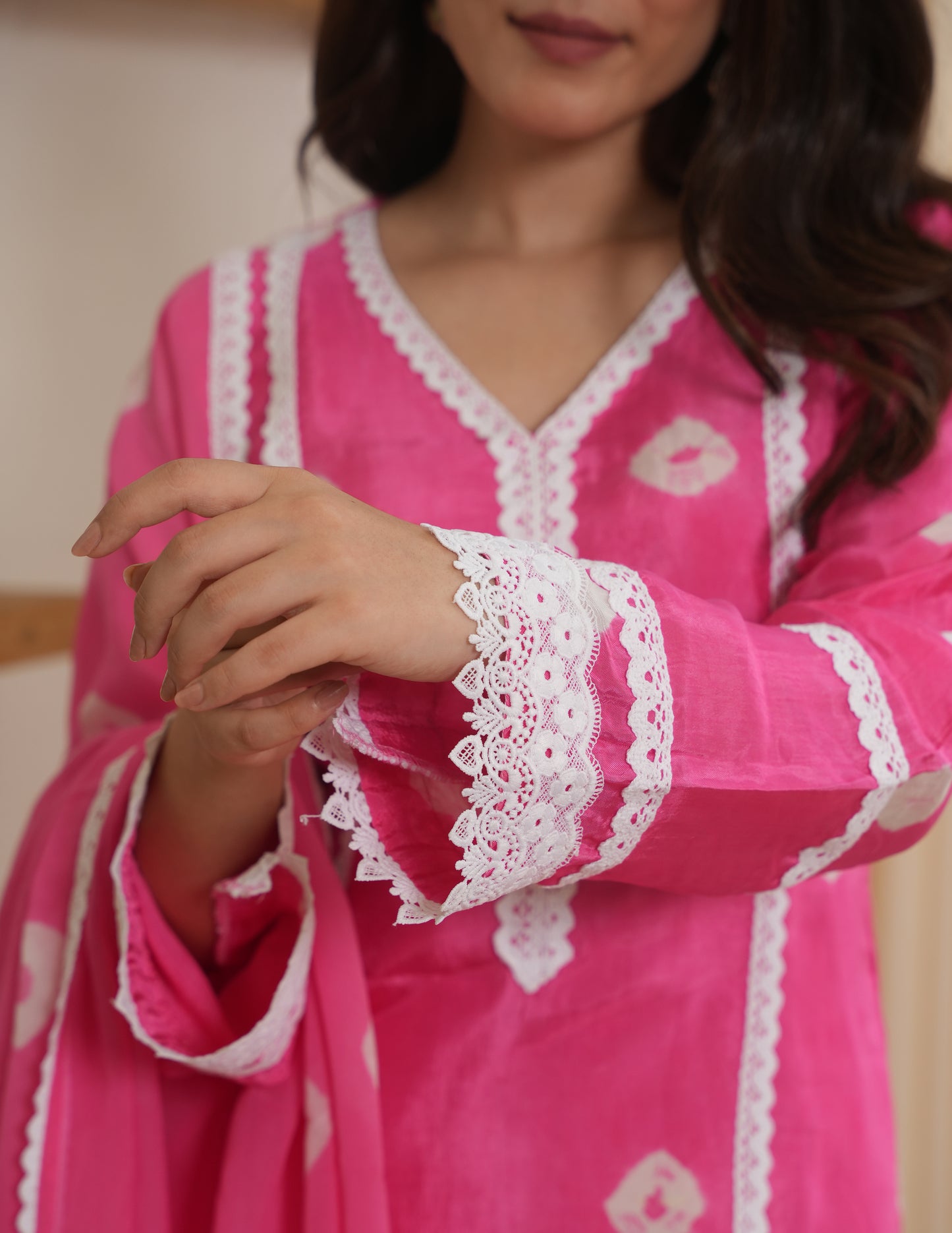 Remi Pink Bandhani Silk  Suit Set