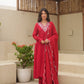 Red Chanderi Aari  Embroidered Suit Set