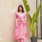 Cherry Pink Handpaint Chiffon Suit Set