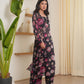 Aster Black Chiffon Kurta Set With Smocked Blouse