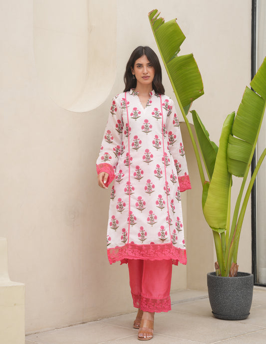 Iris White Chanderi Kurta Set