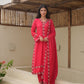 Maria Red Maslin Embroidered Suit Set