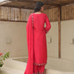 Maria Red Maslin Embroidered Suit Set