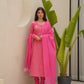 Zeena Pink Cotton Suit  Set