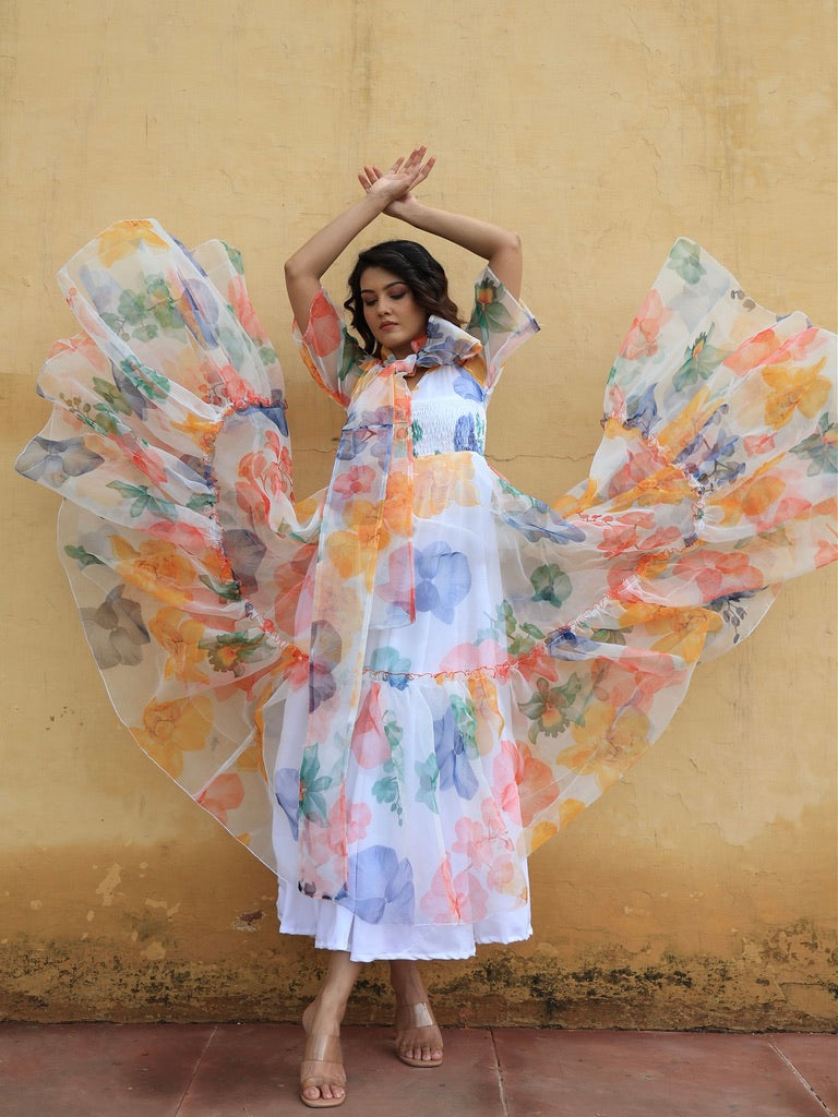 Multi Colour Organza Dress – Indian Rani